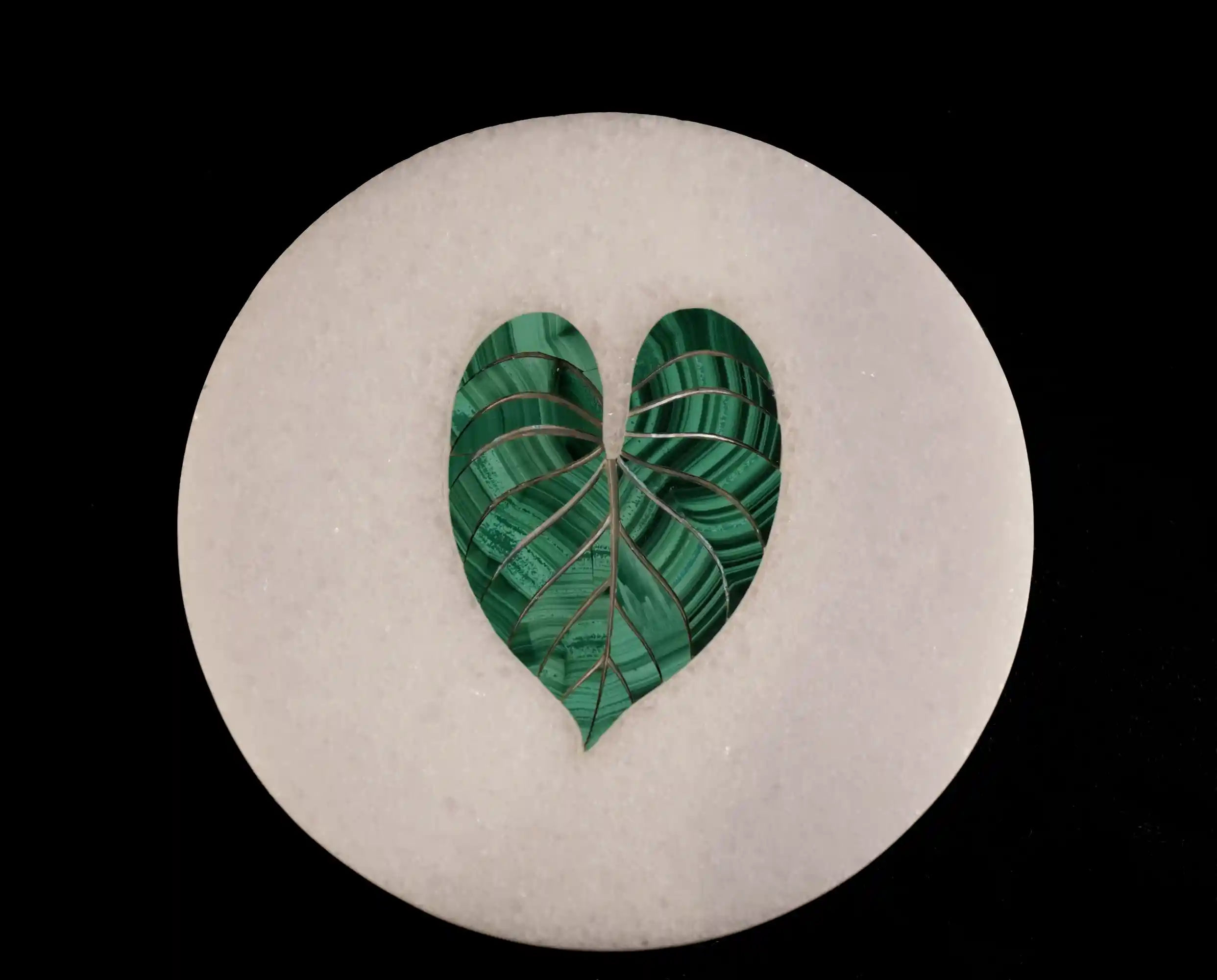 Handmade Marble Coaster with Malachite Inlay