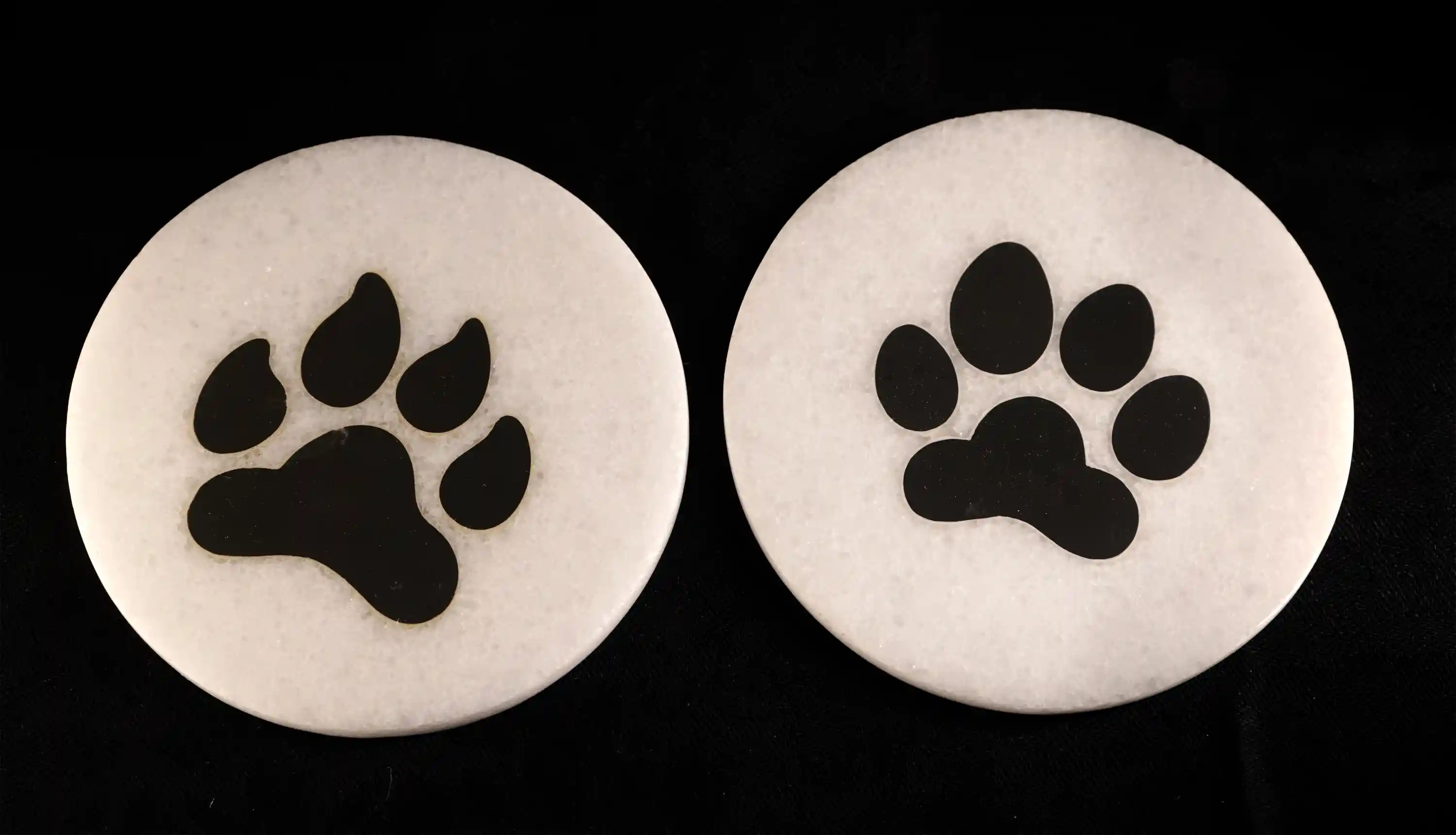 White Marble Coaster with Black Belgium Marble